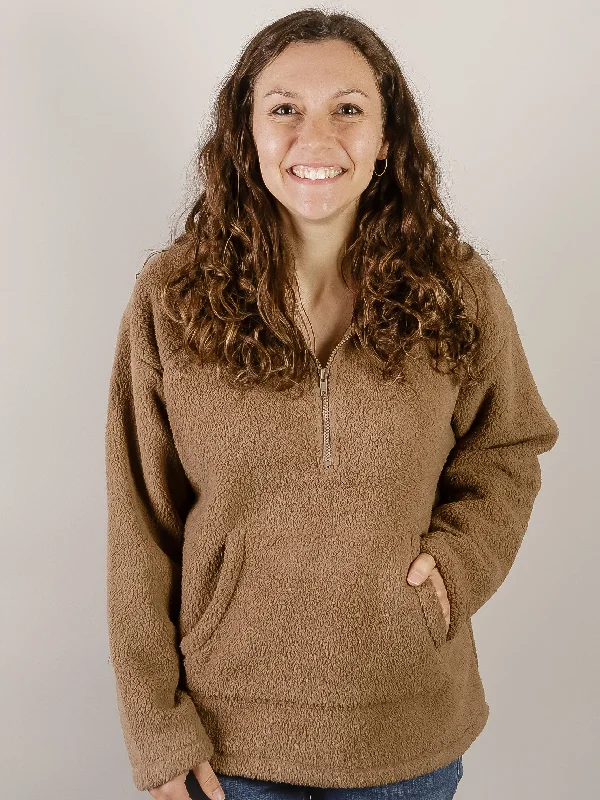 Mocha Fleece Half Zip Jacket British Gentlewoman Style