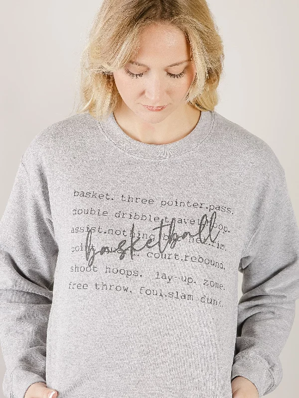 Basketball Words Graphic Sweatshirt Cool Women's Skate