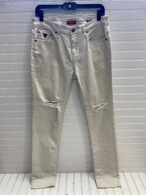 Jeans Skinny By Guess In White, Size: 12 Classic Women's Tweed