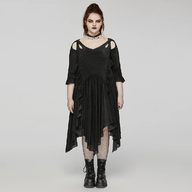 Women's Plus Size Gothic Irregular Cutout Party Dress Minimalist Women's Casual