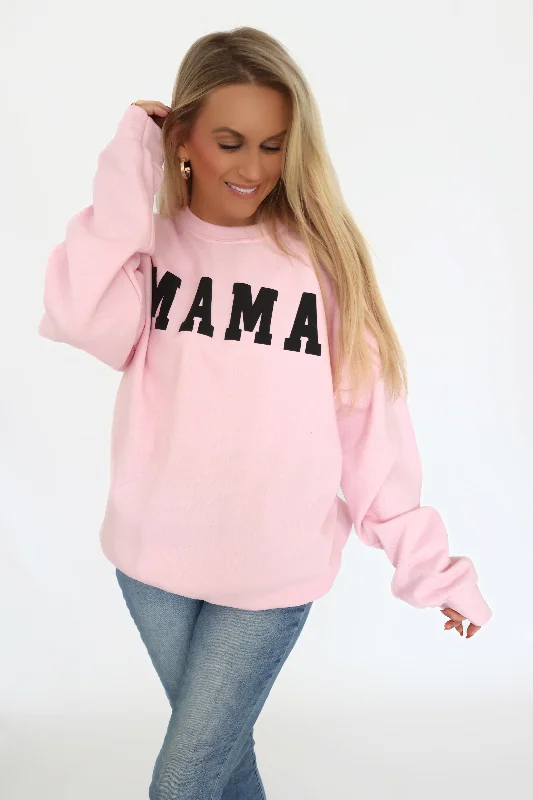 Mama Puff Print Sweatshirt- Pink Elegant Women's Formal 