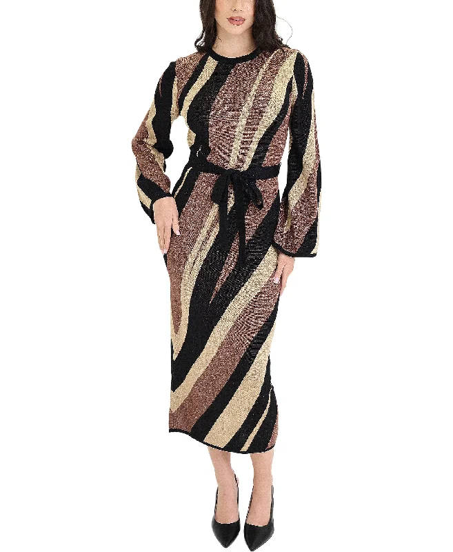 Lurex Shimmer Stripe Midi Dress Scandinavian