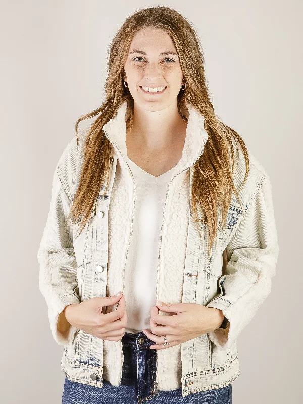 Denim with Cream Sherpa Jacket Sophisticated Women's Tailored