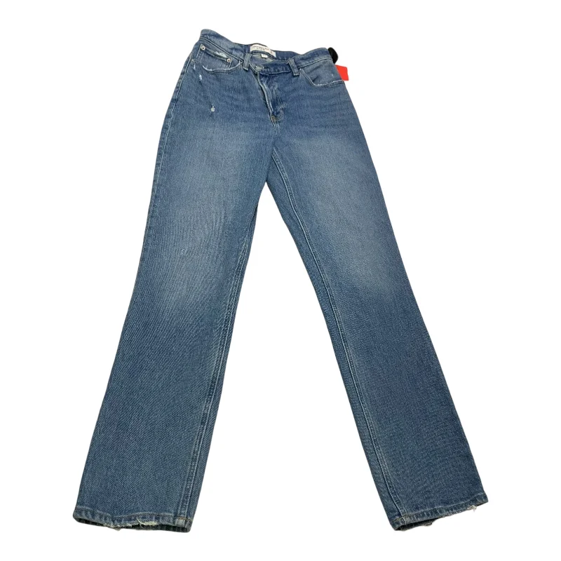 Jeans Straight By Abercrombie And Fitch In Blue Denim, Size: 0 Modern Women's 