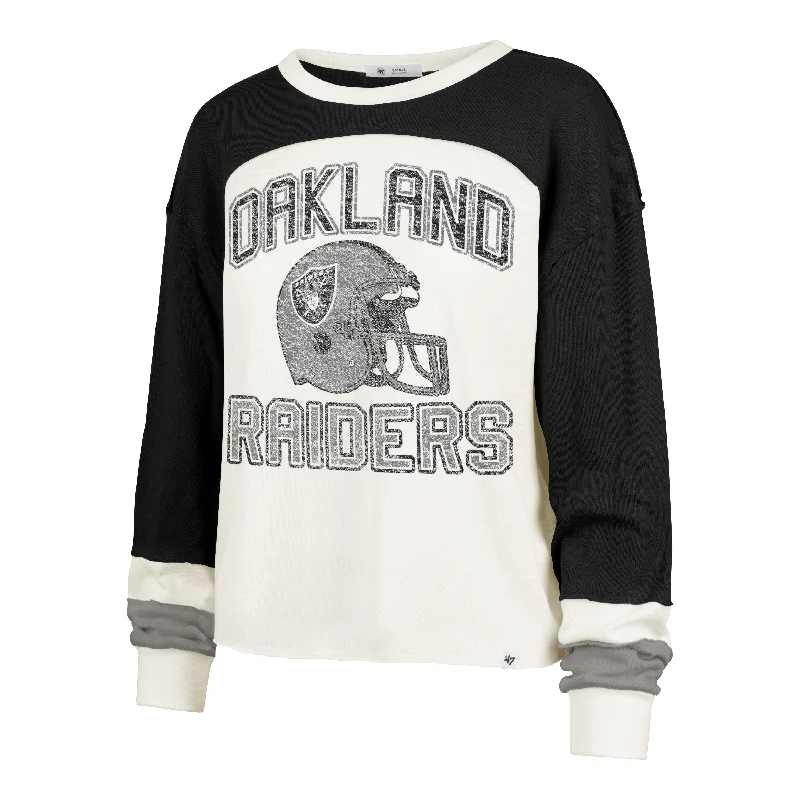 LAS VEGAS RAIDERS HISTORIC GRIDIRON CURVE '47 TONI LONG SLEEVE TEE WOMENS Elegant Women's LAS VEGAS RAIDERS HISTORIC GRIDIRON CURVE '47 TONI LONG SLEEVE TEE WOMENS Elegant Women's
