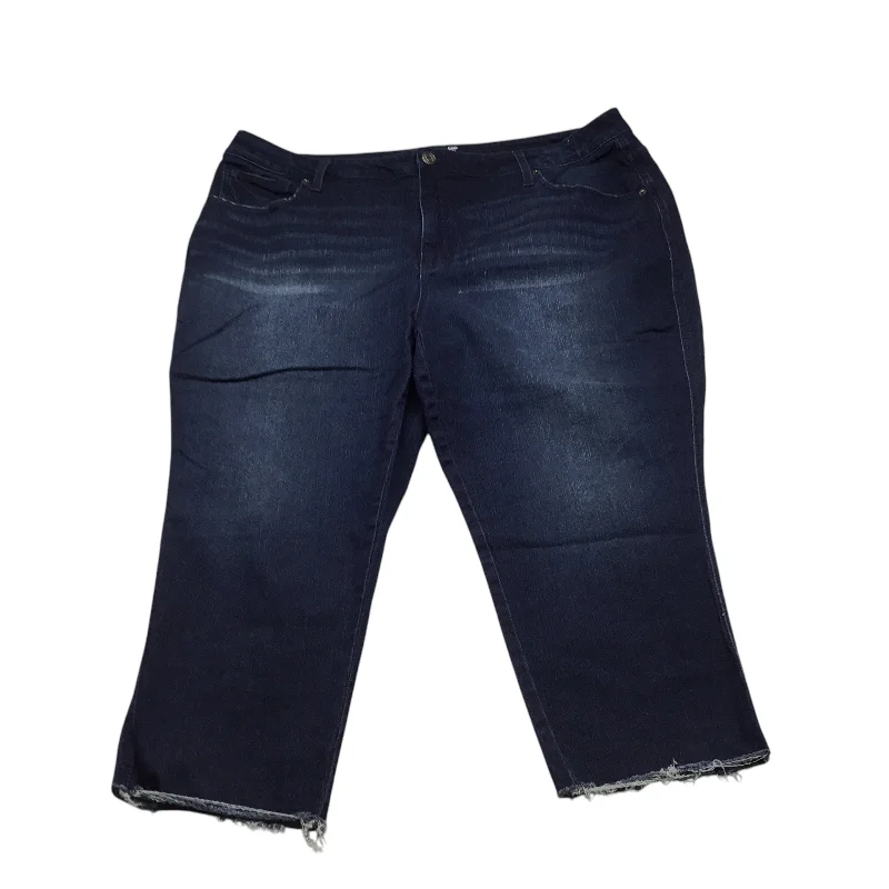 Jeans Cropped By Terra & Sky In Blue Denim, Size: 22 Classic Women's Pin - striped