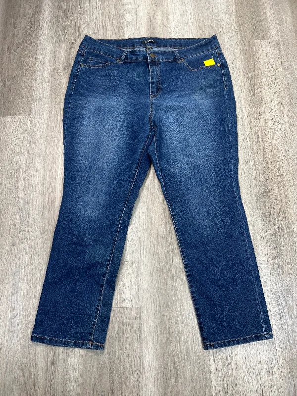 Jeans Straight By D Jeans In Blue Denim, Size: 20 Laid - back Women's Vibe