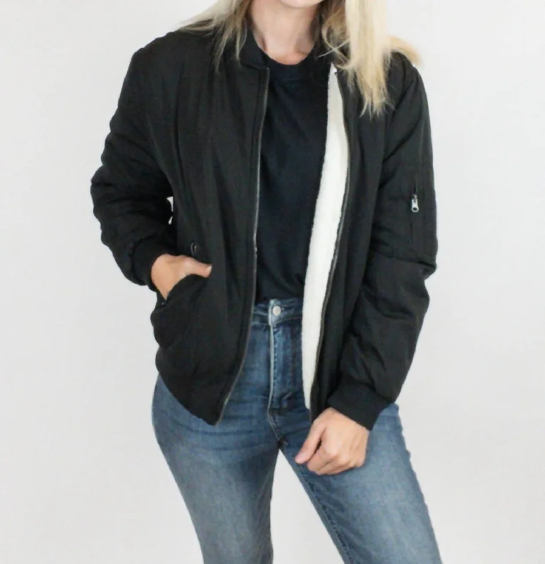 Tilly Bomber Jacket In Black Monochromatic All - in - one