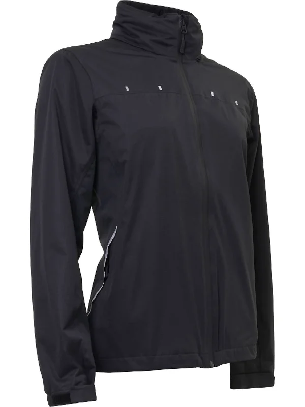 Women Swinley Rain Jacket In Black Monochromatic Office Style