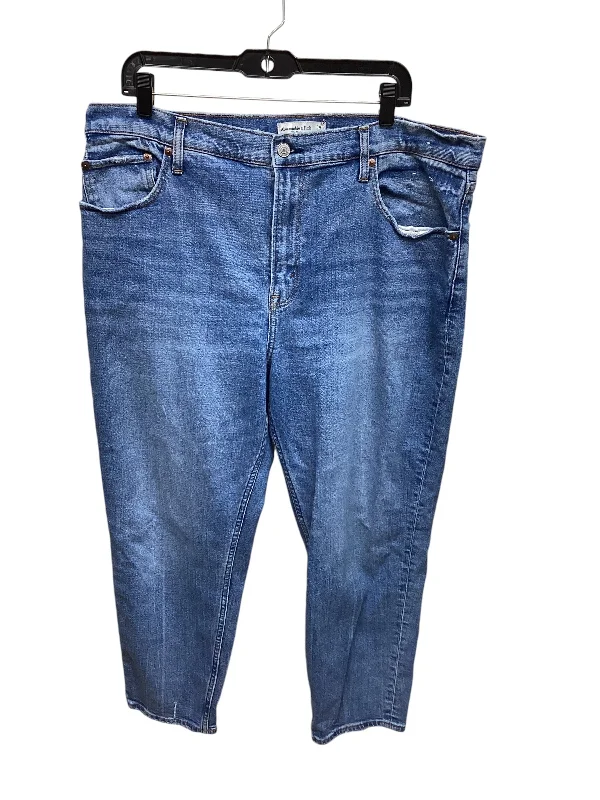 Jeans Straight By Abercrombie And Fitch In Blue Denim, Size: 18 Casual Women's Loose - fitting