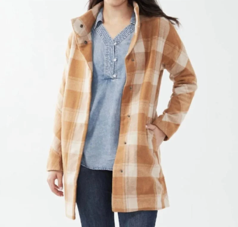 Plaid Cocoon Coat In Chipmunk Casual Women's Japanese 