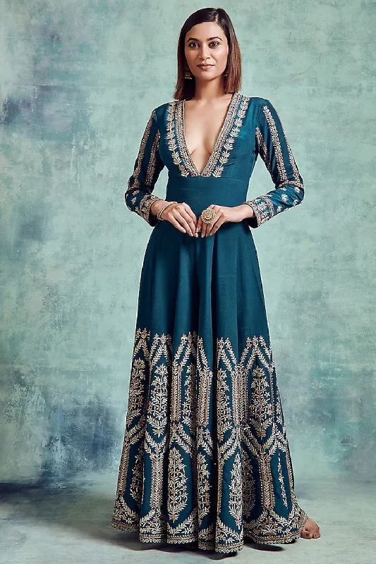 Ocean Green Embroidered Jumpsuit Confident Women's High - fashion