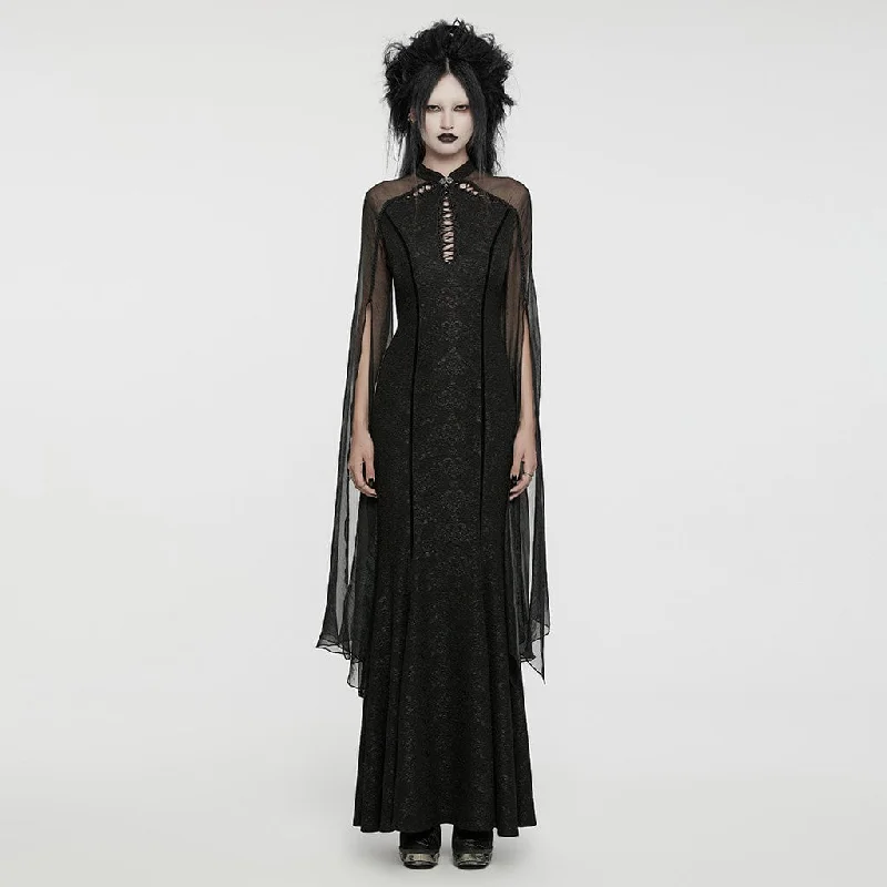Women's Gothic Cheongsam Collar Chiffon Splice Formal Dress Luxurious Women's High - end Women's Gothic Cheongsam Collar Chiffon Splice Formal Dress Luxurious Women's High - end