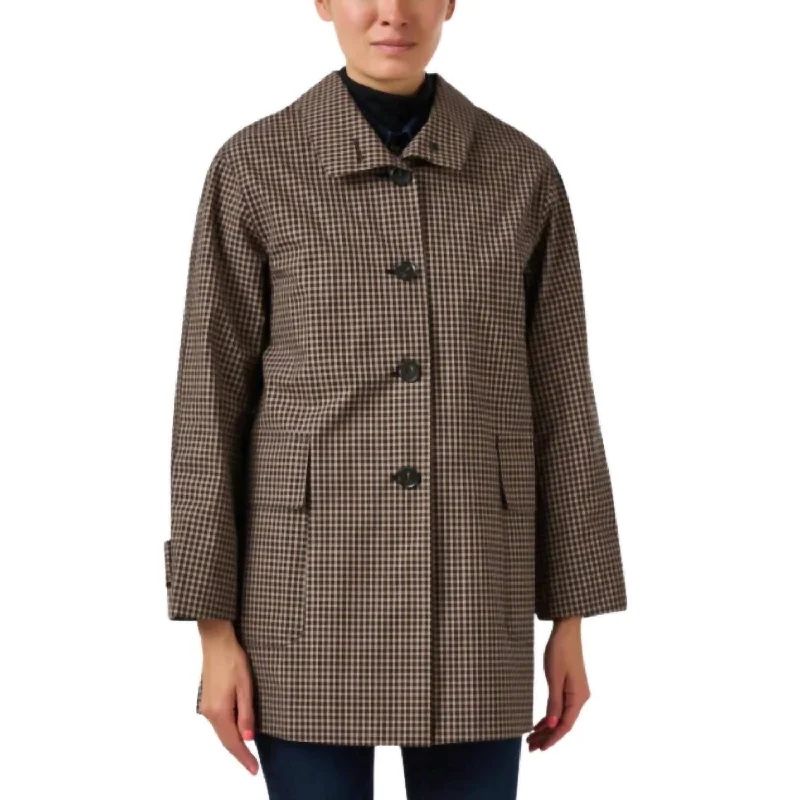 Check Please Trench Coat In Black/tan Sharp Women's Italian