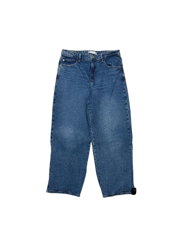Jeans Straight By Zara In Blue Denim, Size: 8 Sustainable Organic
