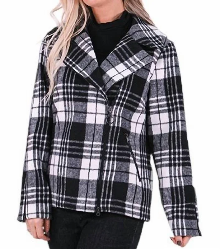 Plaid Coat In Black/ivory purpose