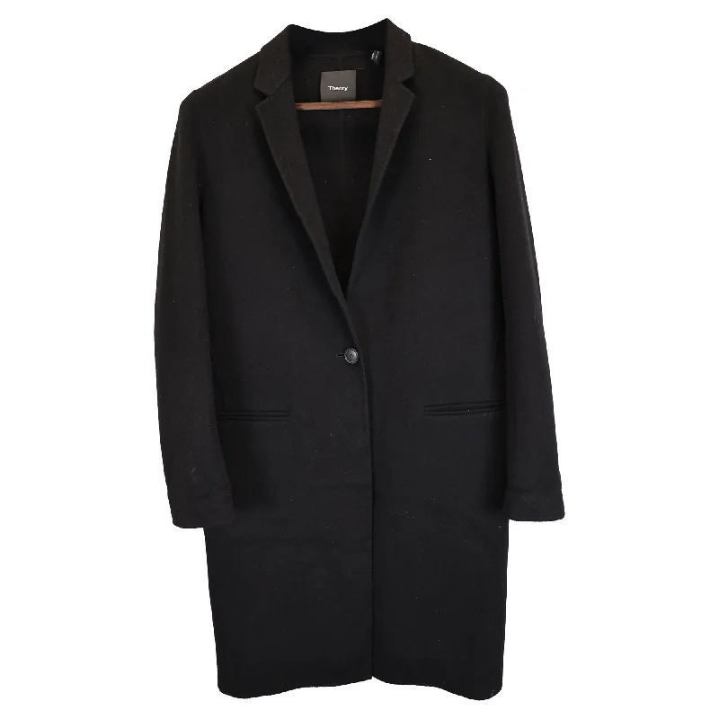 Theory Long Coat in Black Wool Vintage Women's 1970S 