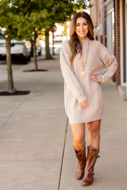 Solid Trim Cable Knit Sweater Dress Unique Women's Upcycled