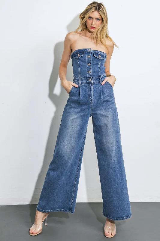 SKY FULL OF STARS DENIM JUMPSUIT Sporty Women's Athleisure 