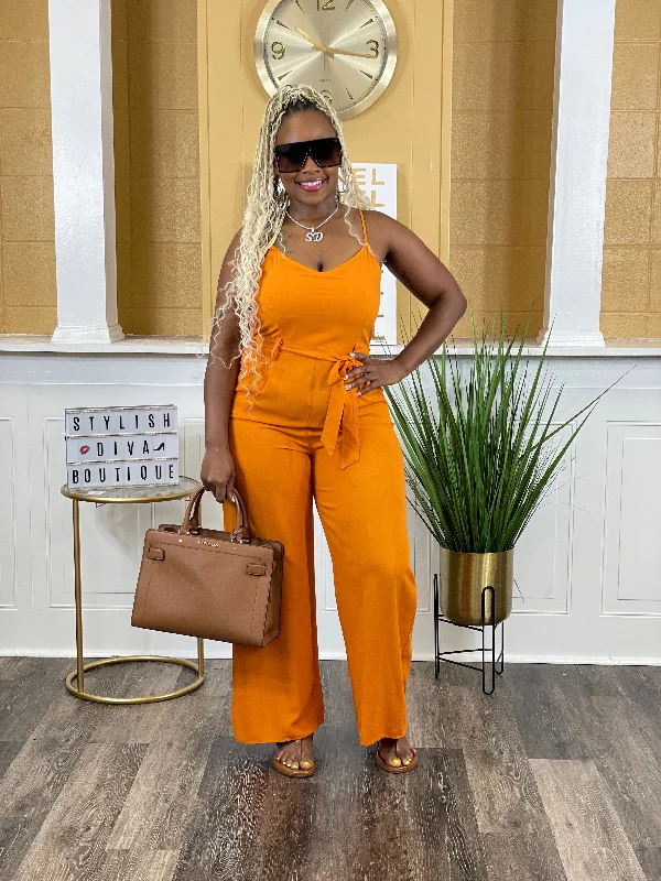 Summer Days Linen Jumpsuit (Orange) French
