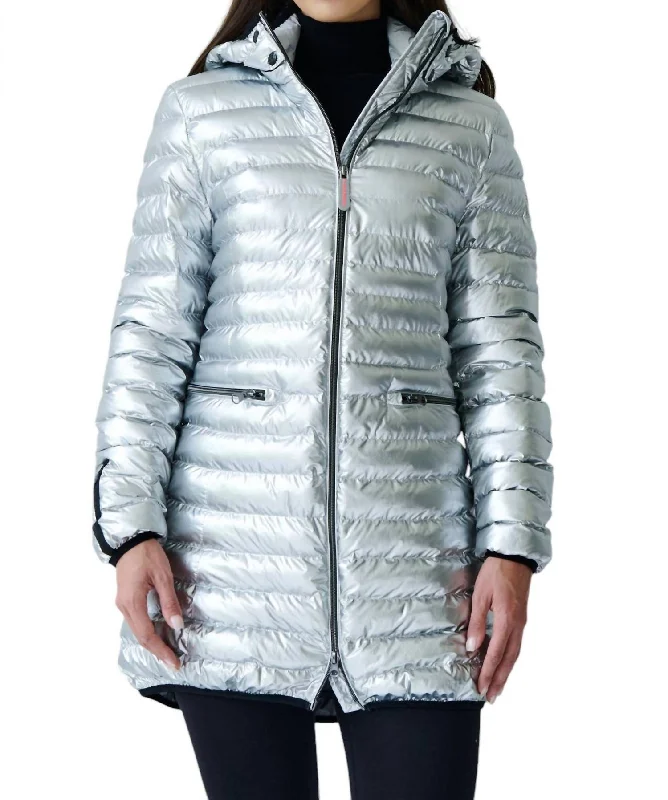 Shannon Vegan Down Coat In Silver Country