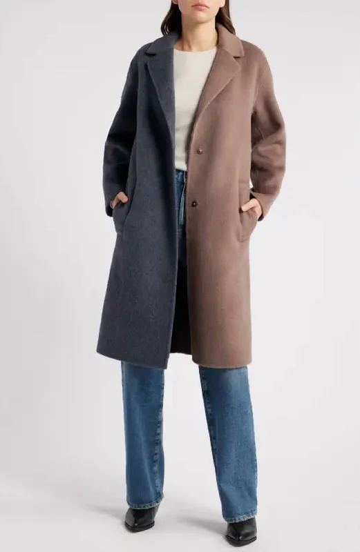 Lore Trench Coat In Charcoal Mink Mix Streetwear Style for 