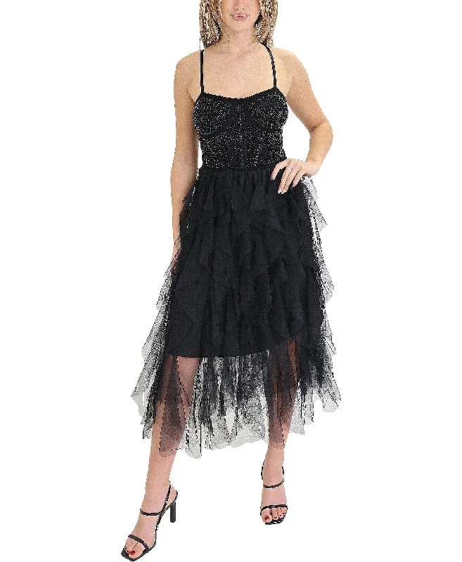 Crystal Bodice Dress w/ Tulle Bottom Casual Women's Japanese 