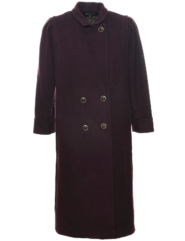 Double Breasted Wool Coat - M Casual Women's Loose - fitting
