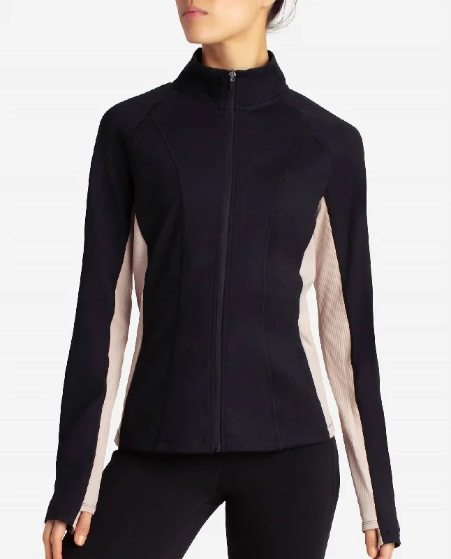 Full-Zip Colorblocked Yoga Jacket In Black Salt And Atmosphere Streetwear Style for 