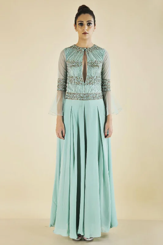 Green Embroidered Jumpsuit Earthy Women's Hemp - based