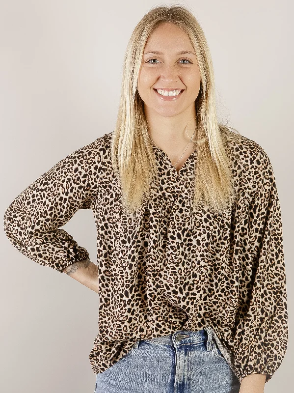 Animal Print V-neck Blouse Luxurious Women's High -  end