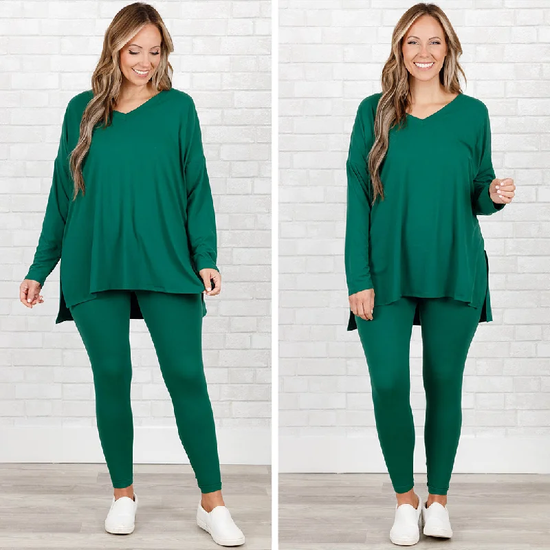 Happiness Because Of You Set, Dark Green Classic Women's Tweed