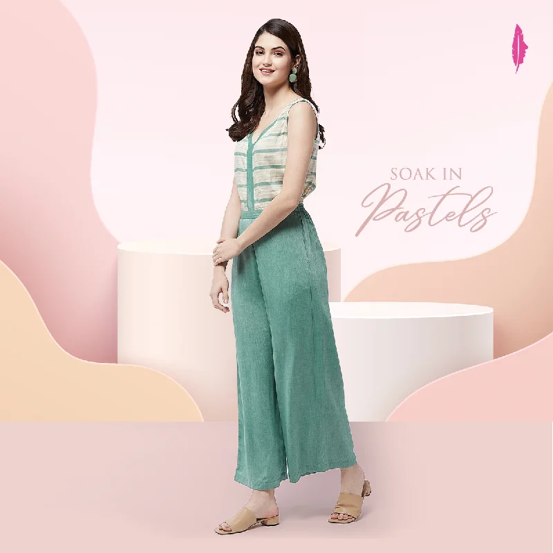 Soaked In Pastels Sleeveless Jumpsuit With V Neckline Artistic Women's Avant - 