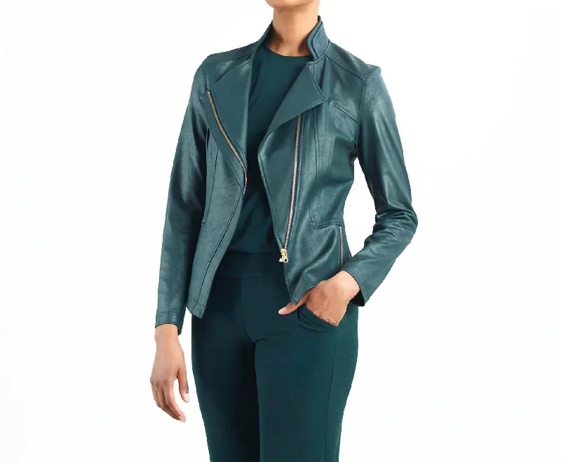 Liquid Leather Jacket In Hunter Green Modern Women's 