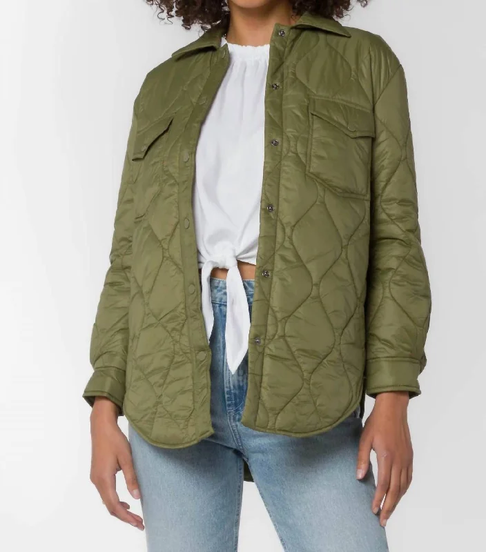 Eleanor Puffer Jacket In Olive Athletic Women's High - 