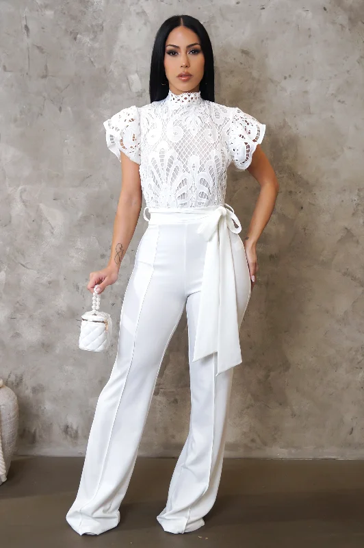 Don't Care For You Jumpsuit - White Athletic Women's 