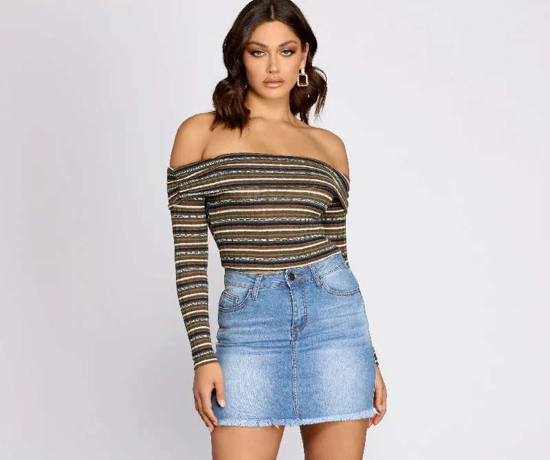 Strut It In Stripes Ribbed Crop Top Bohemian Women's Free