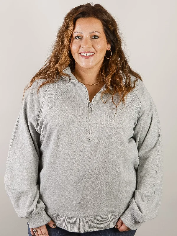 Curvy Heather Grey 1/4 Zip Sweatshirt Cozy Women's Winter