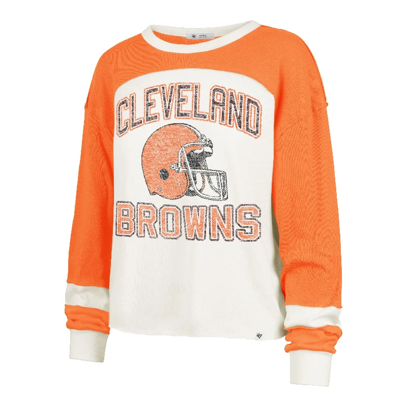 CLEVELAND BROWNS HISTORIC GRIDIRON CURVE '47 TONI LONG SLEEVE TEE WOMENS Vacation