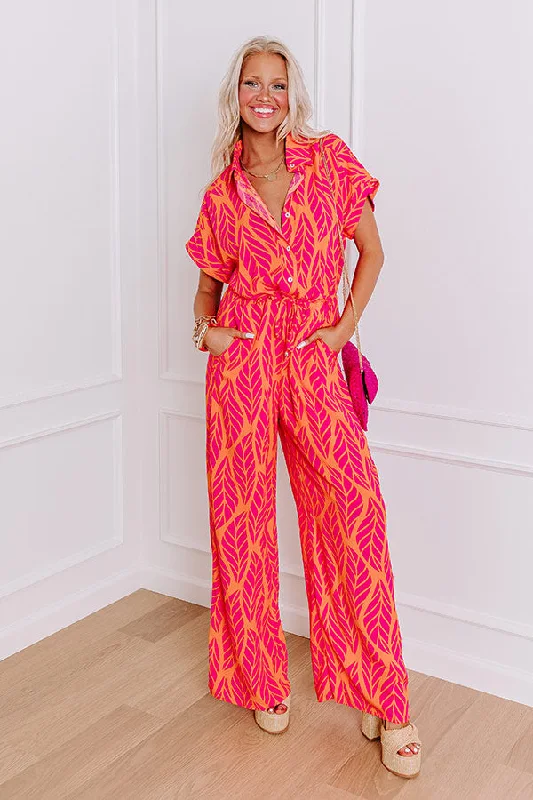 Set For Vacay Jumpsuit in Hot Pink performance