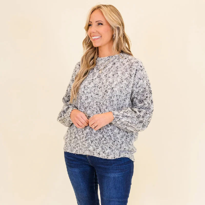 Cocoa Cozy Sweater, Ivory-Black Sharp Women's Italian