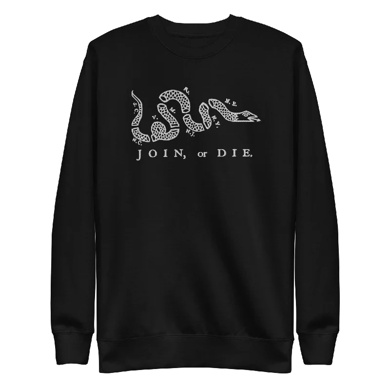 Join or Die Embroidered Crewneck Sweatshirt Hip Women's Urban