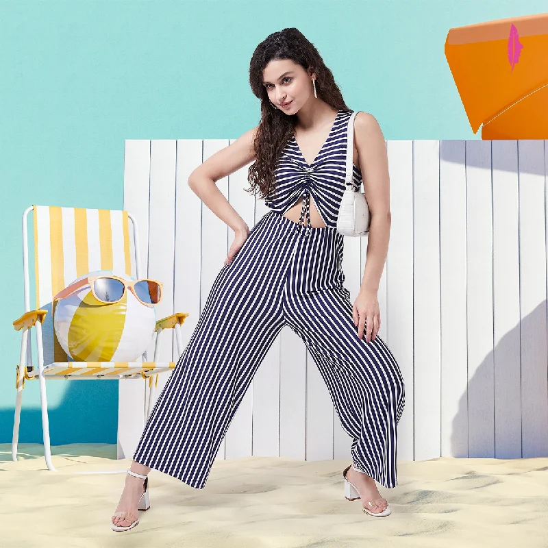 Women's Solid Sleeveless Cut-Out Jumpsuit Confident Women's High - fashion