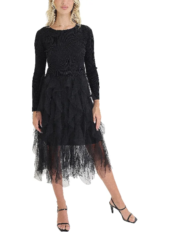 Knit Midi Dress w/ Tulle Modern Women's Tech