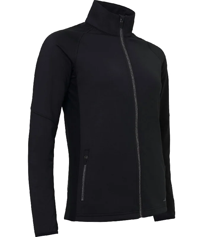 Women’S Ashby Full-Zip Jacket With Pockets In Black Sporty Women's Tennis