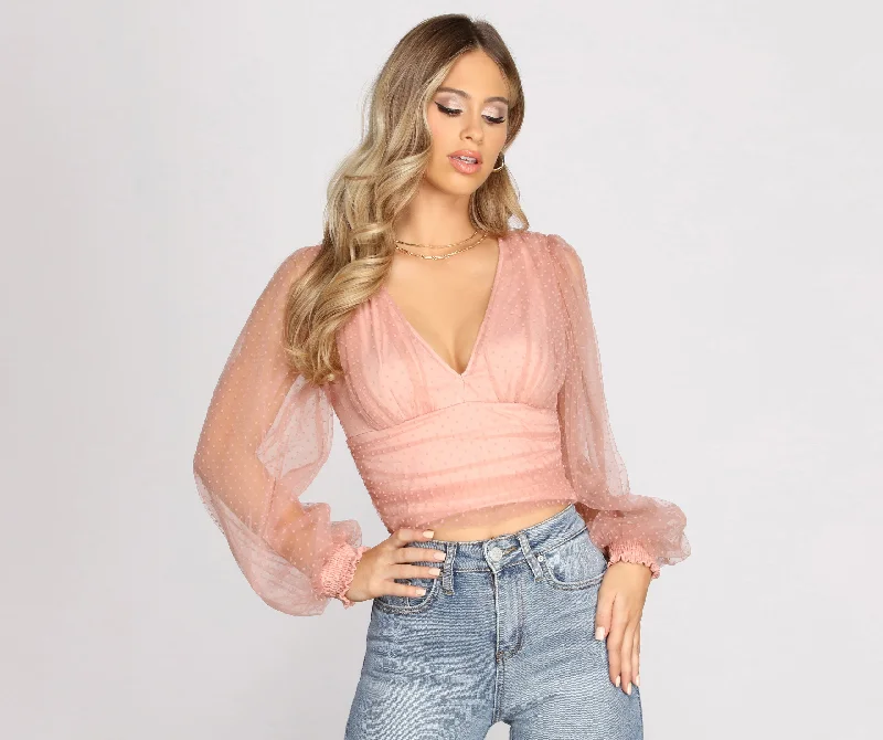 Polka Dot Darling Mesh Top Hip Women's Urban