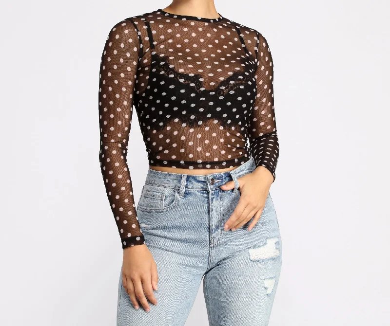 Polka Dot Cutie Mesh Crop Top Confident Women's Power
