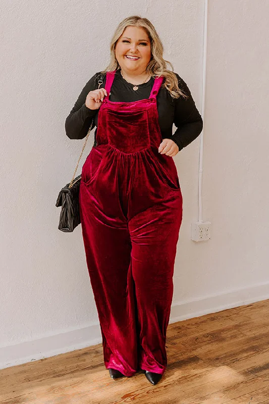 Holiday Cheer Velvet Jumpsuit in Wine Curves Dapper Women's 1920S