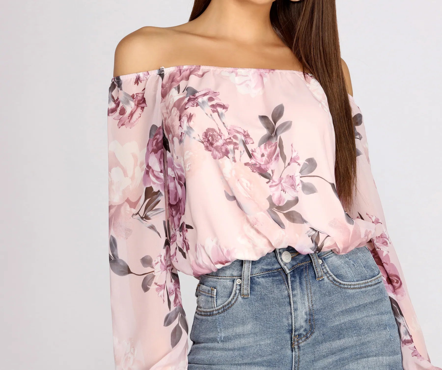 Flower Child Chiffon Cropped Blouse Athletic Women's 