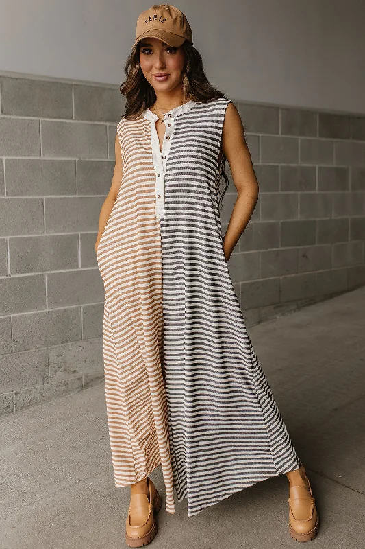 Peyton Striped Jumpsuit Monochromatic Office Style